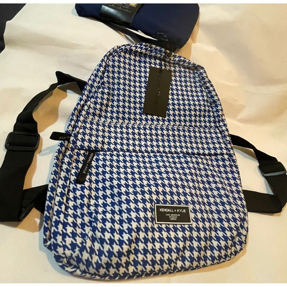 KENDALL & KYLIE 2 PACK BACKPACK Solid Navy & Blue/White Check Print $60 NEW - Picture 11 of 11